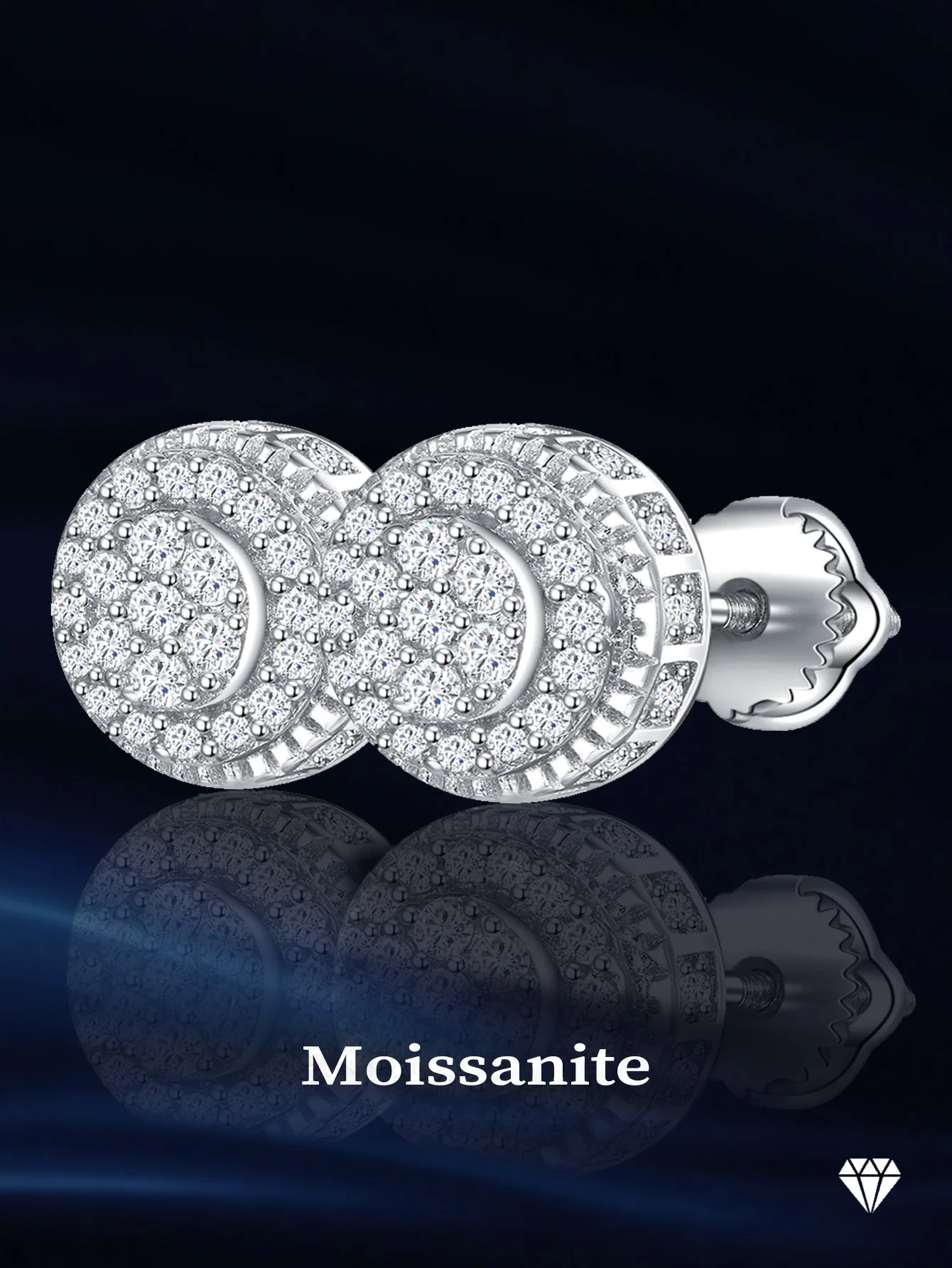 

Round Earrings Moissiante Stud Earring for Women 925 Silver Orignal Elegant Woman's Earring Gra Certificate Fine Jewelry