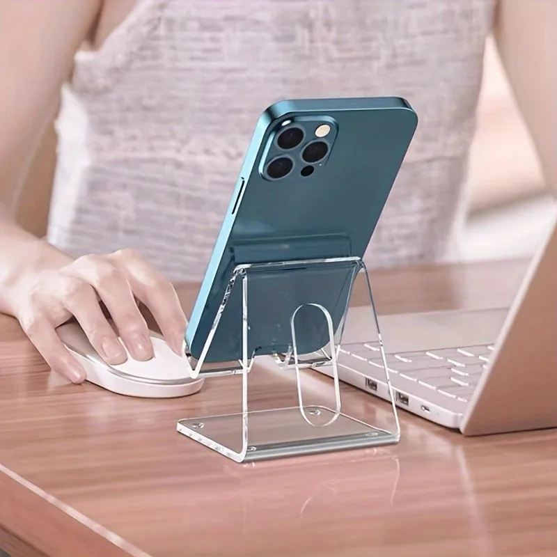 Soporte de acrílico para teléfono, soporte transparente para todos los teléfonos inteligentes de 4 a 8 pulgadas, escritorio, suministros de oficina, accesorios, 1 unidad