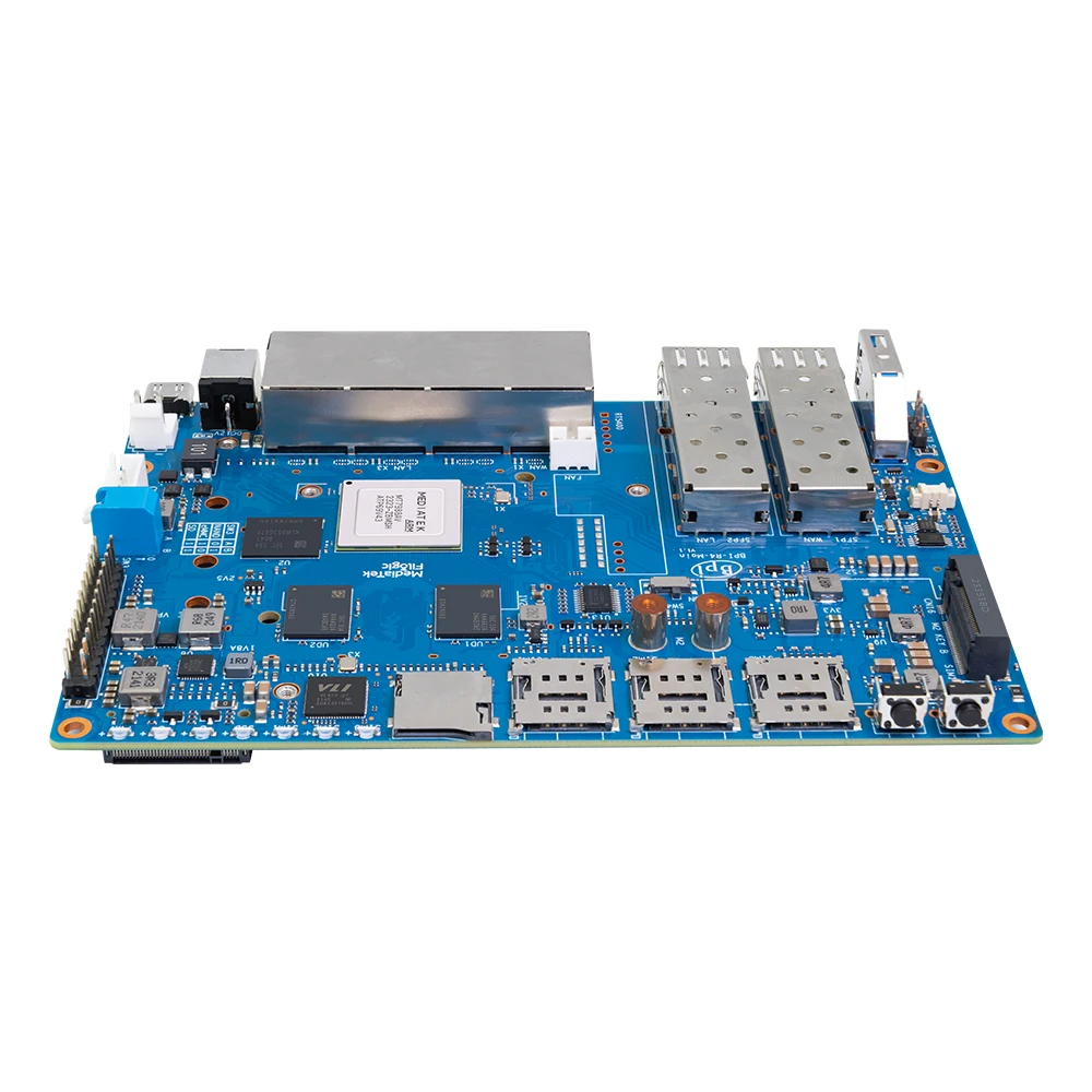Banana Pi BPI-R4 WiFi 7 Router board MediaTek MT7988A Filogic 880 4-core ARM Corex-A73 WiFi7 iPA NIC Module 4x Gbe network port