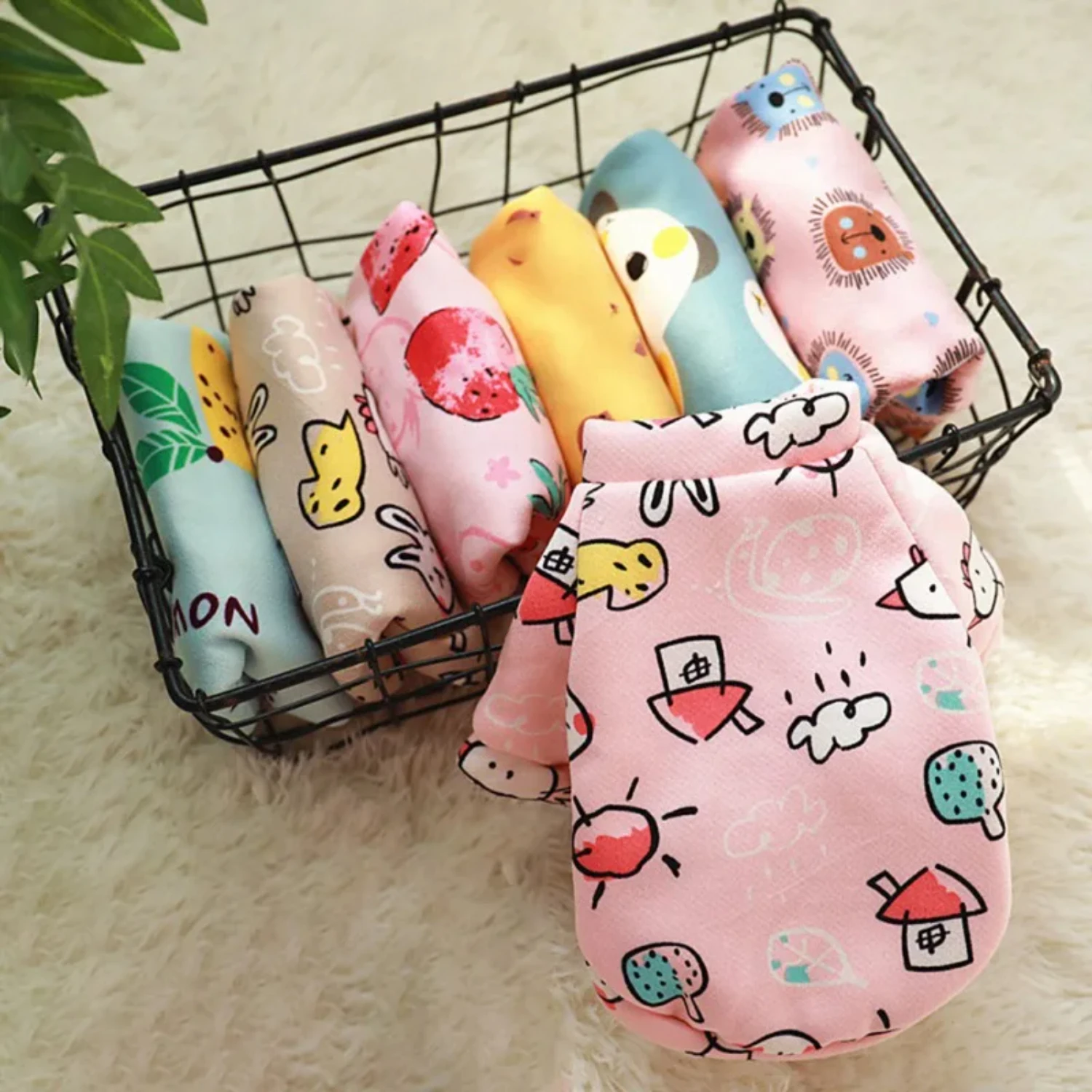 Cute Cartoon Printed Cotton Pet Costume for Dogs and Cats - Soft Pullover Sweatshirt Clothing Outfits for Pets