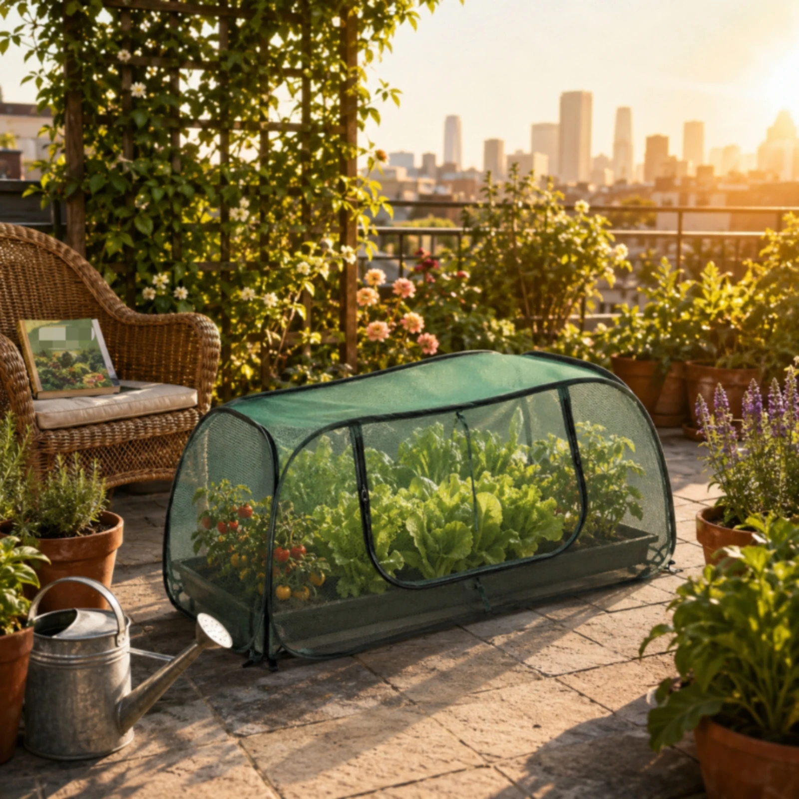 Raised Bed Net Cage Dark Green Mesh Plant Cover Raised Bed Cover Lightweight Plant Protection Tunnel Roll-up Zipper Door