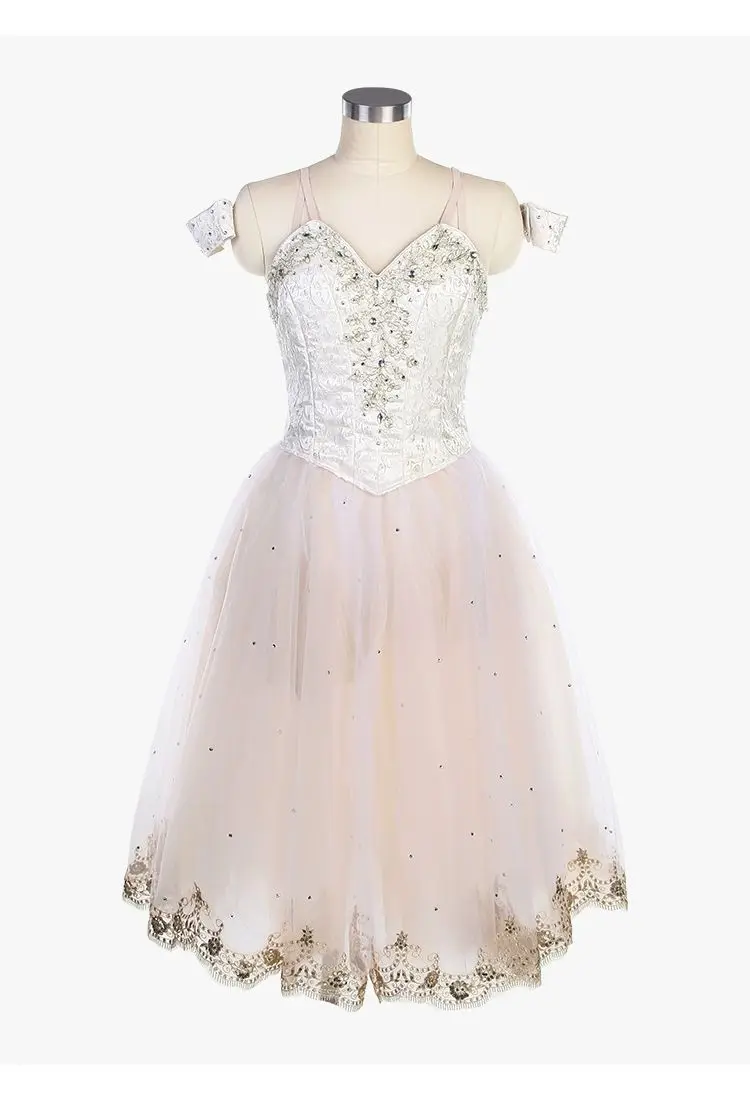 Vestido de ballet para niños, vestido de competición personalizado profesional, vestido de gasa marfil, tutú para adultos