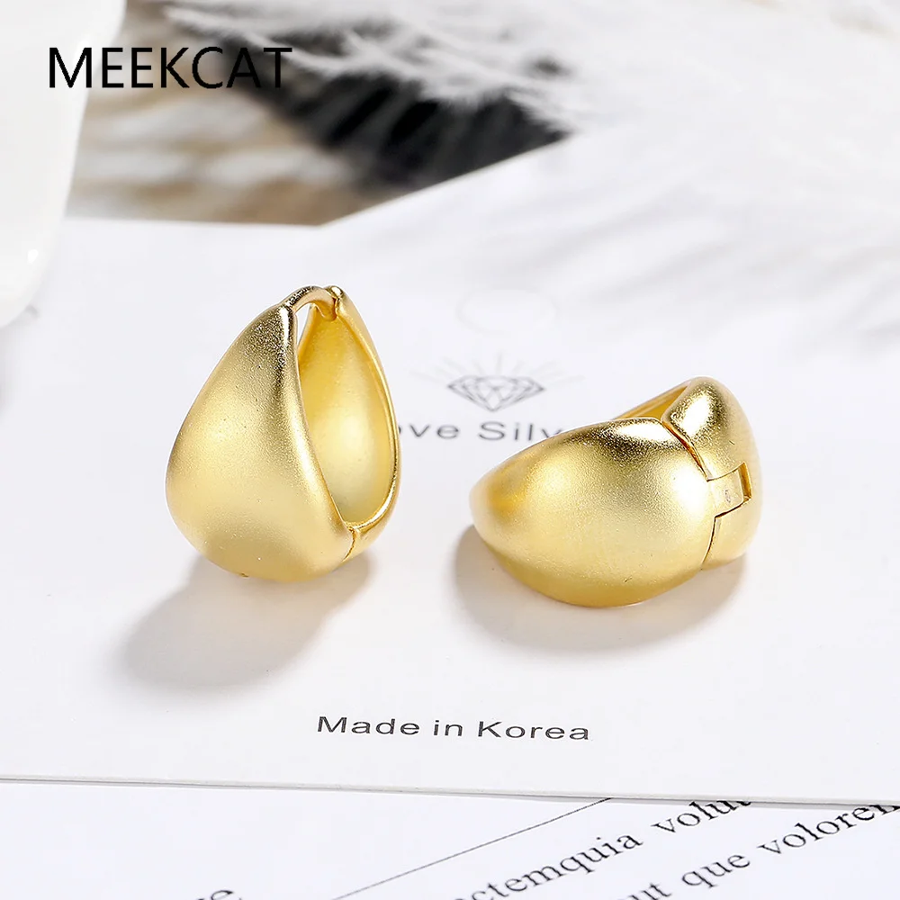 925 Sterling Silver Matte Simple Wide Huggies Gothic Hoop Earrings Ear Buckle for Women Unisex Piercing Rock Fine Jewelry view 3