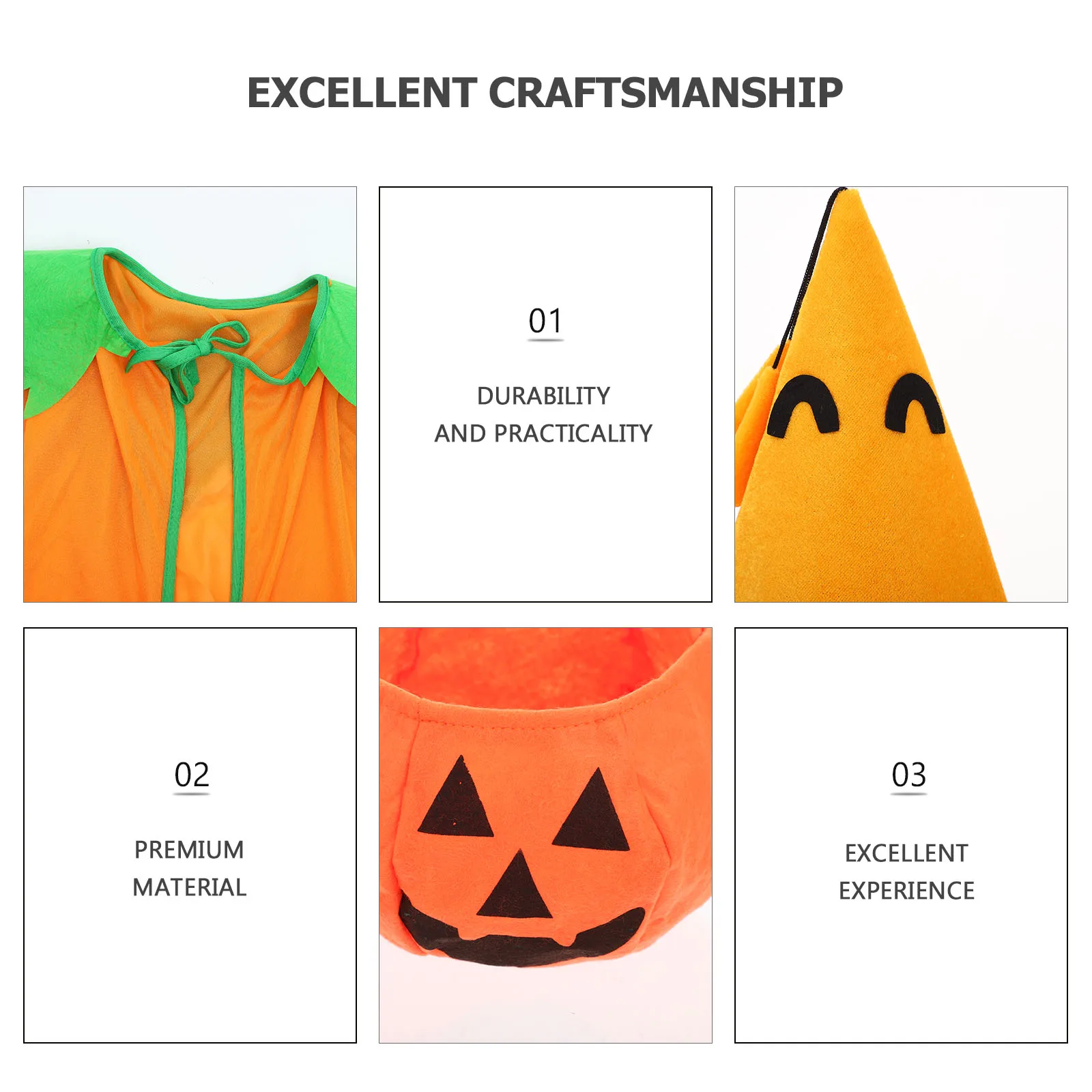 

Pumpkin Cloak Set Costumes Outfits for Girls Halloween Cape Hat Pocket Child