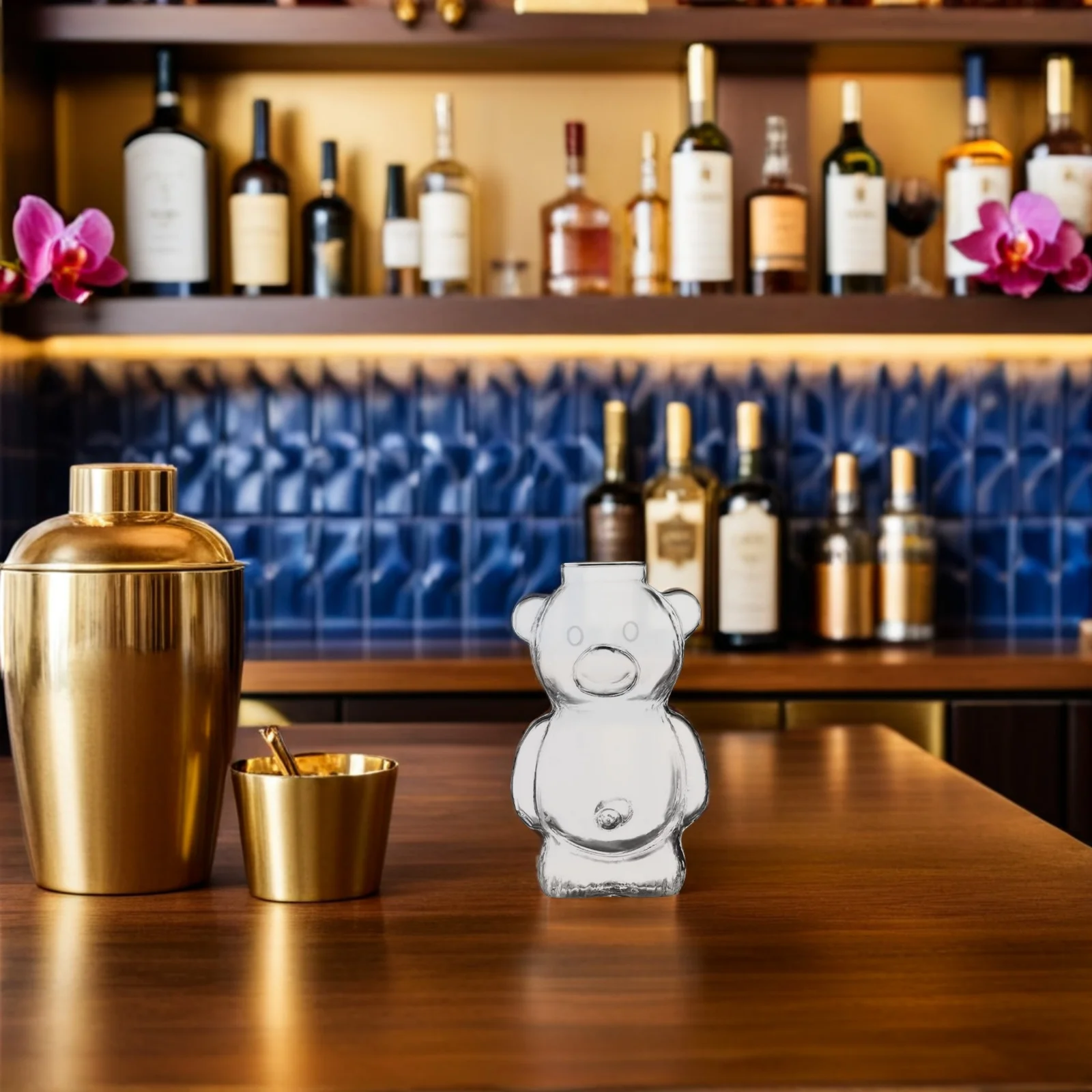 

2Pcs Bear Shaped Cocktail Glasses Large Capacity Martini Glass Clear Wine Goblets for Home Party Wedding Bar Bear Cup