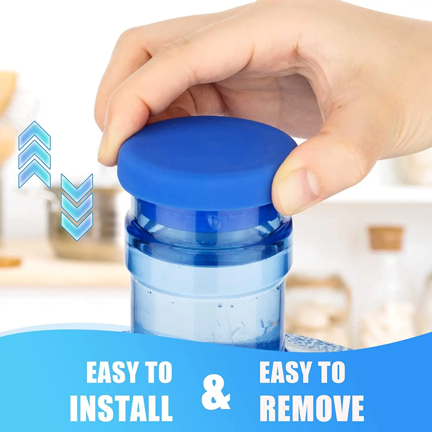 2Pack 5 Gallon Water Jug Cap Silicone Spill Resistant Reusable Replacement Cap Fits 55mm Bottles