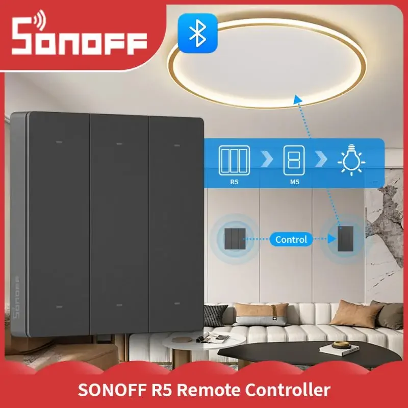 

Контроллер сцен SONOFF SwitchMan R5 с аккумулятором, 6-клавишный пульт дистанционного управления EWeLink со свободным управлением, работает умный дом SONOFF M5/MINIR3