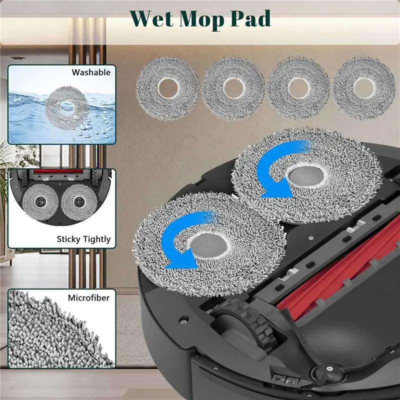ABMI-2 Set Accessory Set For Roborock Q Revo/Qrevo S/Qrevo Pro/Qrevo Maxv/Qrevo Master, Dust Bags, Mop Pads,