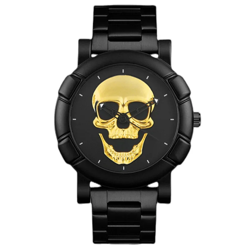 3D Skull Watches Men Fashion Casual Stainless Steel Quartz Clock Male Outdoor Sports Military Wristwatch Relogio Masculino Hot