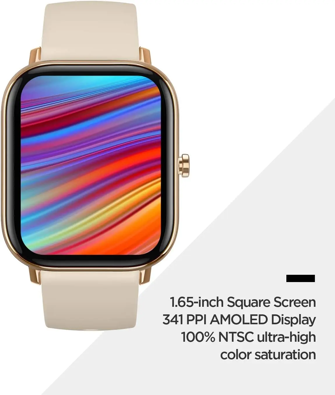 Smartwatch Amazfit GTS 1.65" Fashion Duração Da Bateria De 14 Dias,  5ATM Impermeável Natação, Compatível com Android e ios telefone, pulseira desert gold