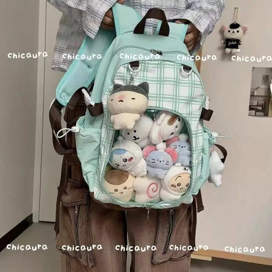 

Cute Kawaii Style Plaid Student Schoolbag for Teen Girls New Arrival Casual shoulder bag detachable 2 way use ita Backpack