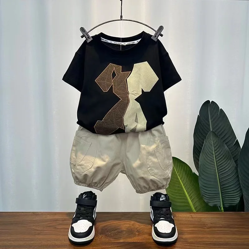 

Boys' Summer Suit Summer Boys 2024 New Children's Baby Handsome Clothes Children's Children's Fashion Trend Kids Outfits