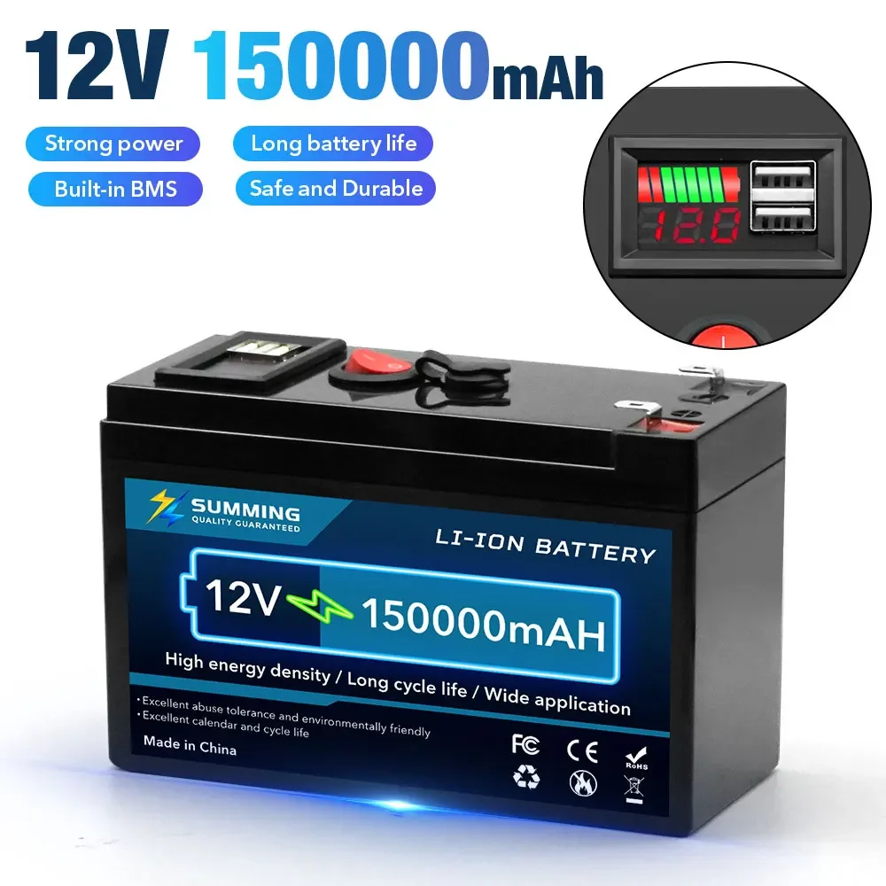 High Quality 12V 150AH Lithium Battery with Built-in BMS fit for Home Storage RV Off-Grid System Solar Power System Marine