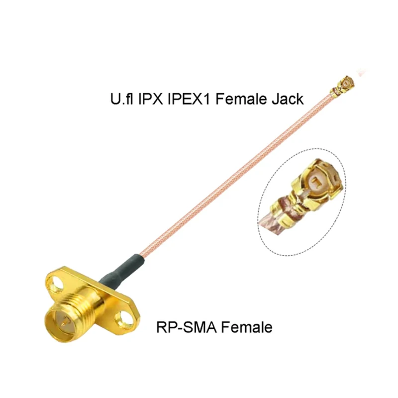 RP SMA Female 2-Hole Panel Inner Pin to U.FL IPX RG178 Cable  Jack Connectors Adapter for Wifi Router GPS AP NEW Wholesale