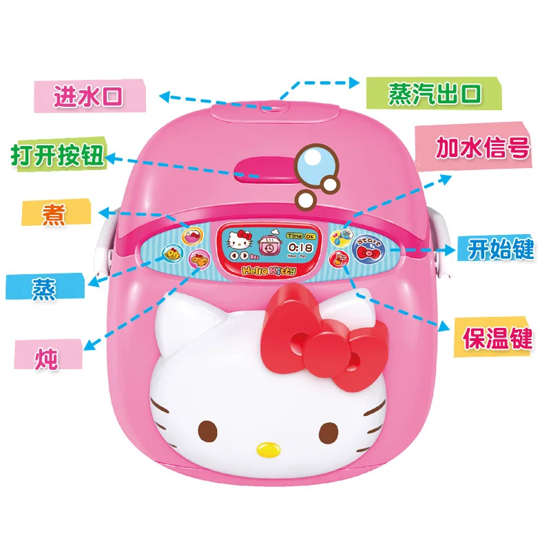 Sanrio 헬로 키티 시뮬레이션 주방 만화 Kawaii 소형 냉장고 어린이 놀이 집 세트 장난감 크리스마스 선물