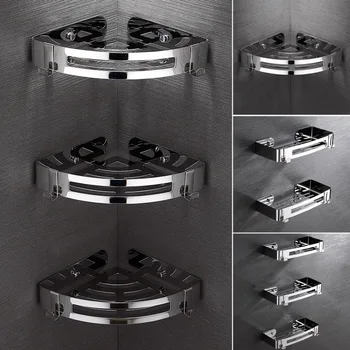 1/2 שכבות פינת מקלחת מדף רחצה שמפו מקלחת מדף בעל 304 נירוסטה אגרוף משלוח מטבח חצובה Stand פינה