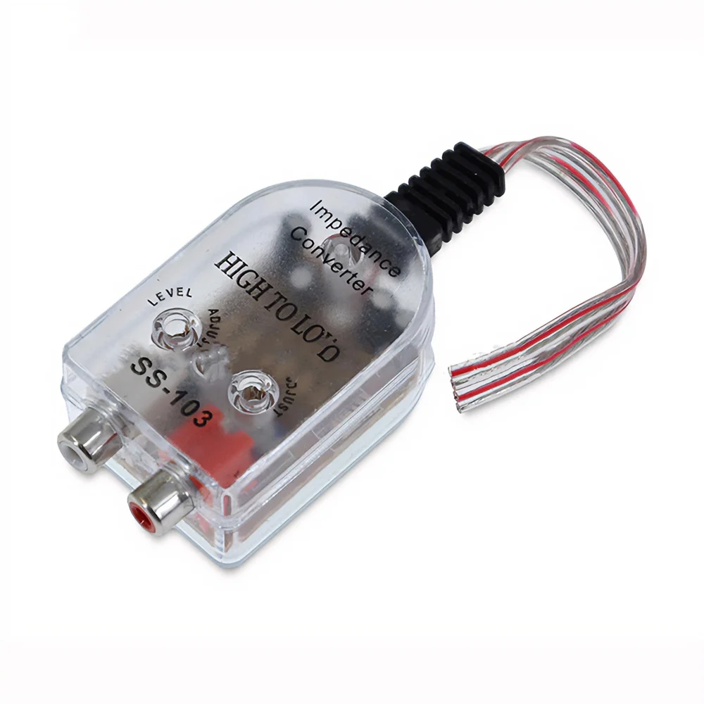 

Car Stereo RCA Speaker Wire Impedance Converter Output Adapter High to Low Level Output Line Control Auto Part