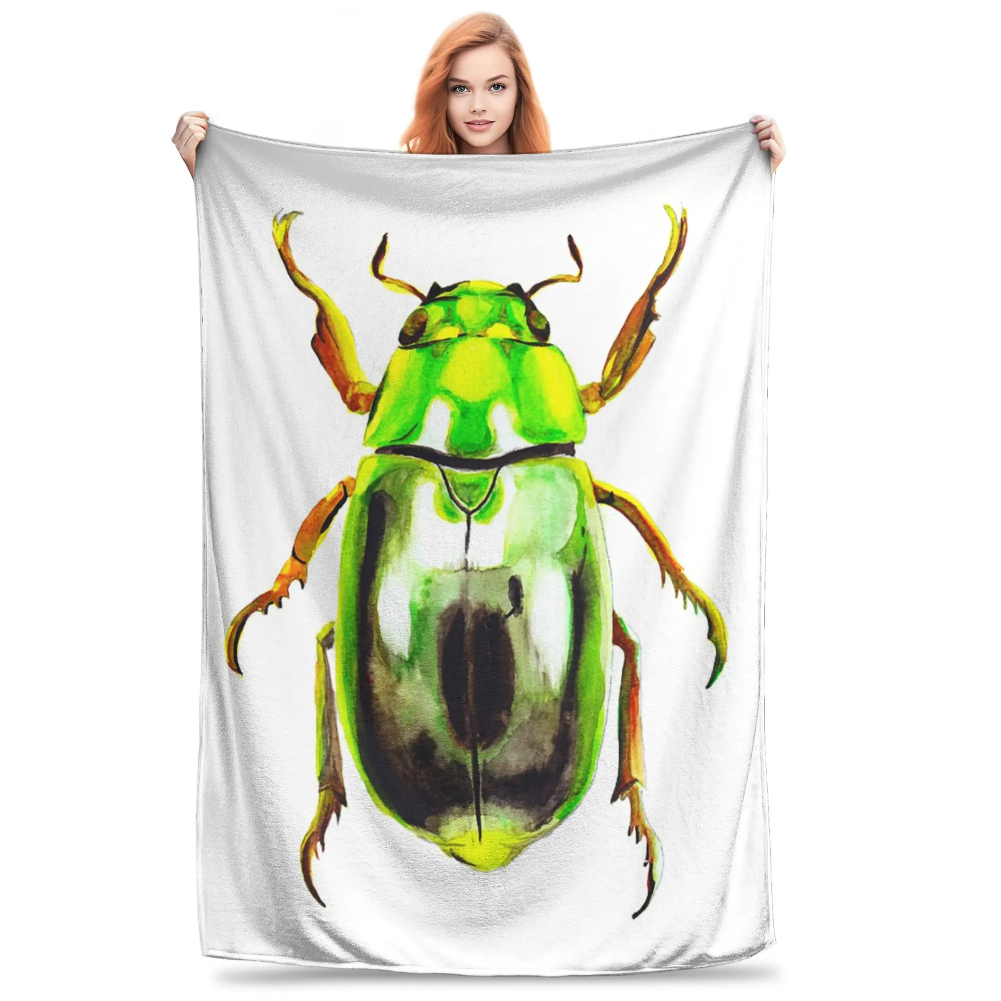 

Одеяла с зеленым жуком, дышащее фланелевое одеяло для дивана, одеяло для дома, спальни, путешествий, покрывало, одеяло