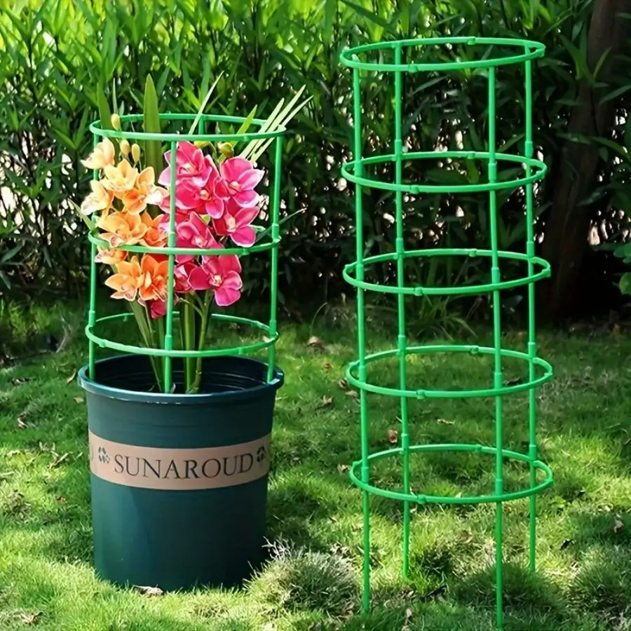 

18 Pcs/set 6 Layers Plant Support Plant Stakes Round Plant Support Ring Plastic Plant Cage Holder Flower Pot Climbing Trellis