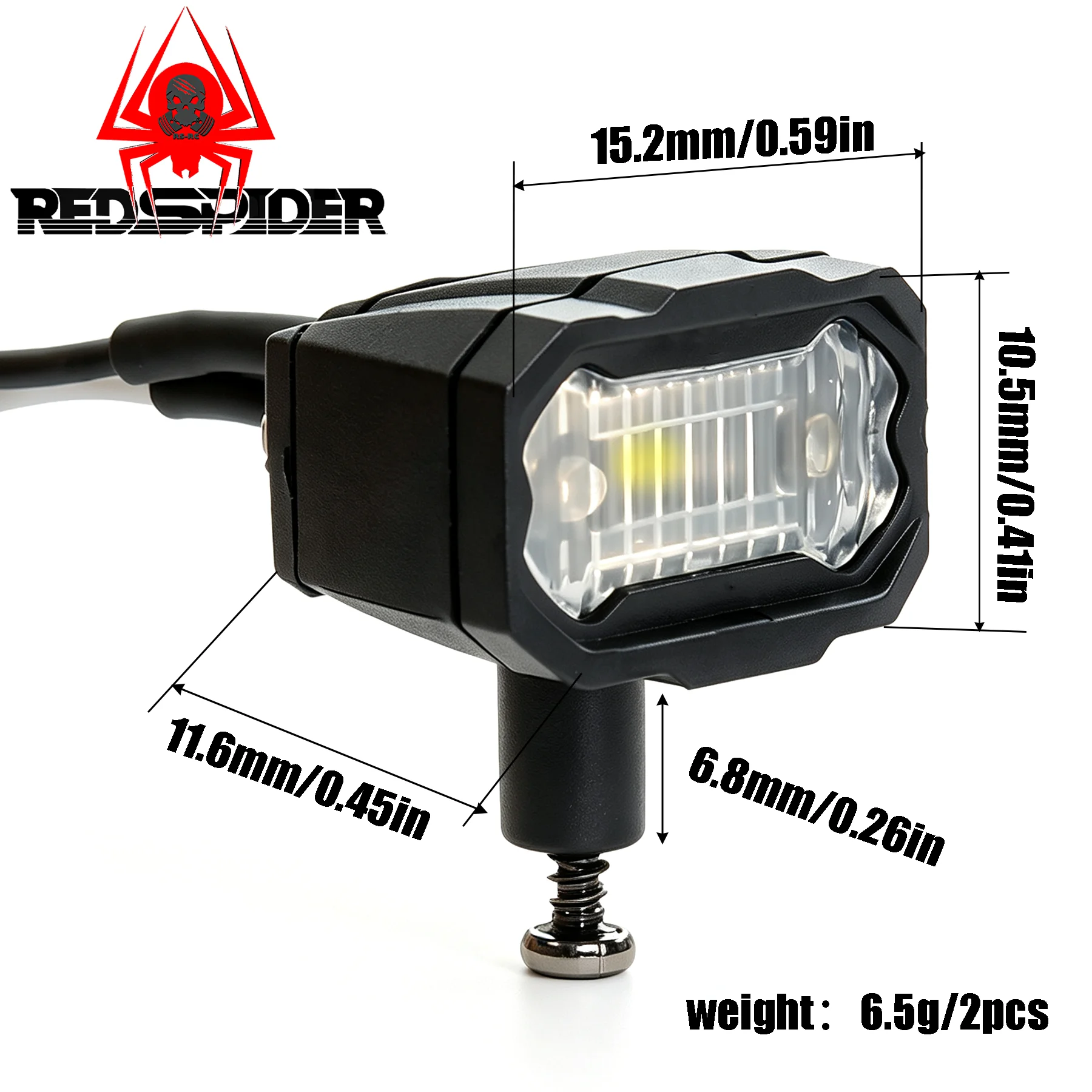 RED SPIDER 1set 1/10 RC LED Spot Lights Waterproof LED Headlamp Auxiliary Lamp For Traxxas TRX4 Axial SCX10 III RC Rock Crawler