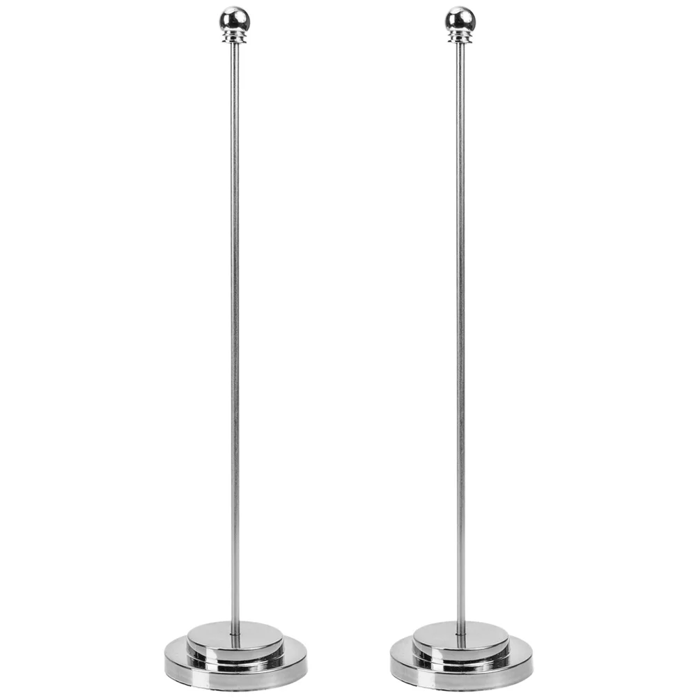 2 Pcs Desktop Flagpole Small Stand Metal Holder Car Mount Display Bracket Stick Fixator Nail-free Table Decor