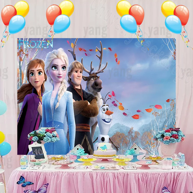 Disney niestandardowe mrożone księżniczka elza Anna czerwone liście Sven Olaf urodziny kolorowe tło fotografia tło