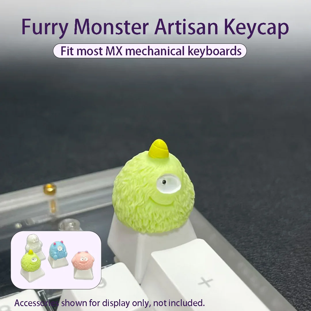 Cute Monster Keycap, 3D Carved Artisan Key Cap for MX Switch Gaming Keyboard Decoration