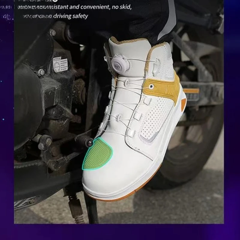 Hot Moto Sneaker Motorcycle Boots Men Biker Shoes Microfiber Leather Adventure Motocross Shoes Anti-slip Motorcycle Equipment