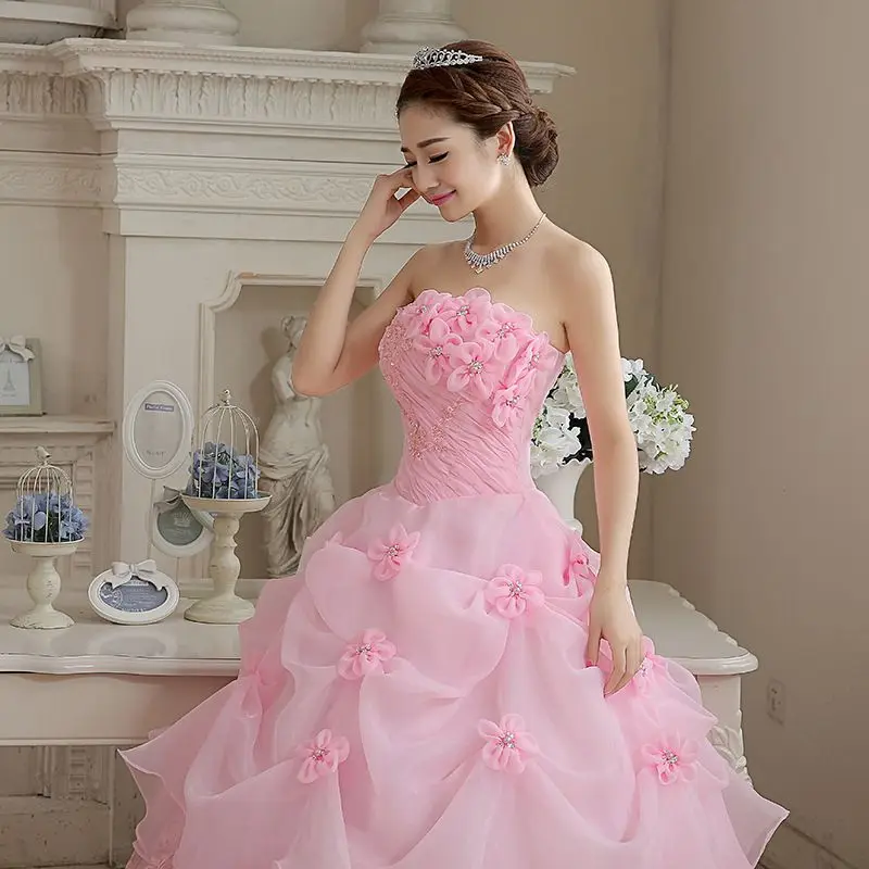 DRF-5-30 #2024 Nouveau Rose Longueur Au Sol Patients Robe De Mariée De Mode Princesse Robe De Bal Grande Taille Pas Cher En Gros personnalisé Chine