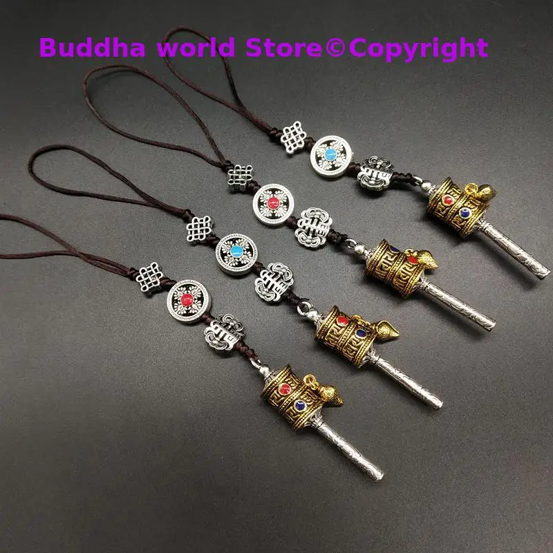 4PCS GOOD Efficacious Amulet Greco-Buddhist pocket travel CAR Om mani padme hum Safety Prayer wheel Mantra Tibet Buddha Pendant