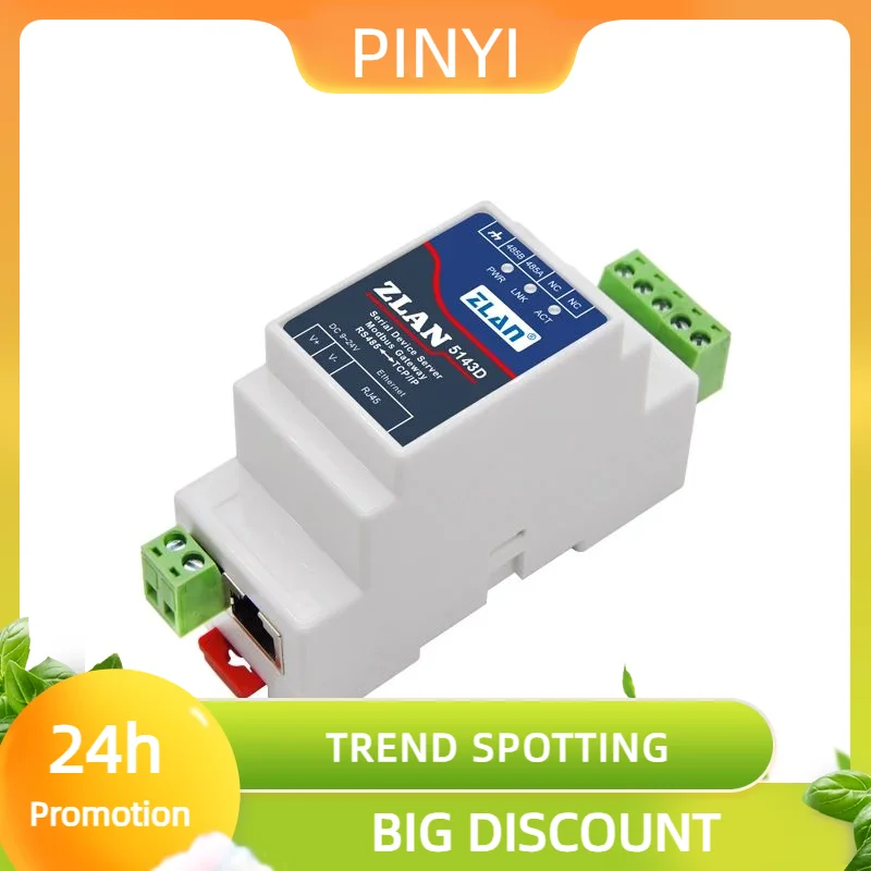 Promotion ZLAN5143D DIN Rail RS485 To Ethernet RJ45 Converter Server Device Modbus RTU TCP Gateway
