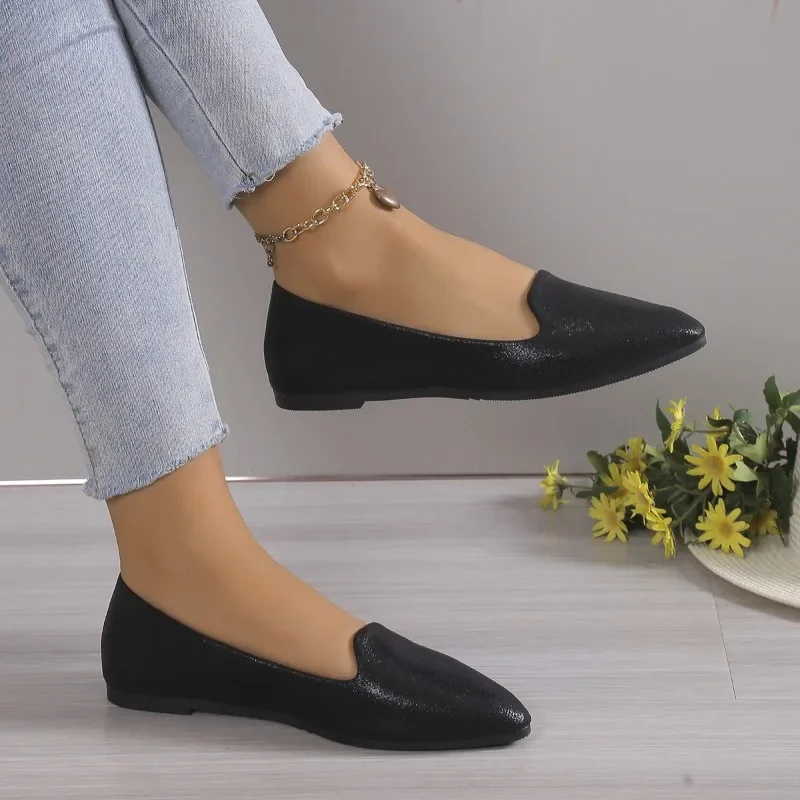 2024 Fashion Slip on Loafers Breathable Stretch Ballet Shallow Flats Women Soft Bottom Pointed Toe Boat Shoes plus size 43