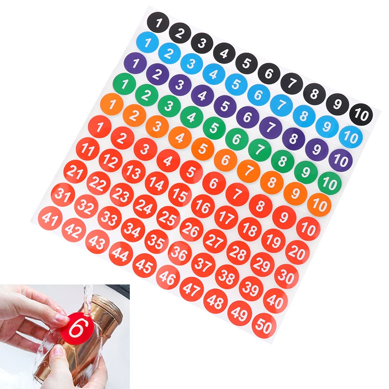 4Sheet 2.54CM Digital Stickers 1-200 Consecutive Number Self-Adhesive Labels DIY Nail Polish Bottle Tableware Scrapbooking Decor