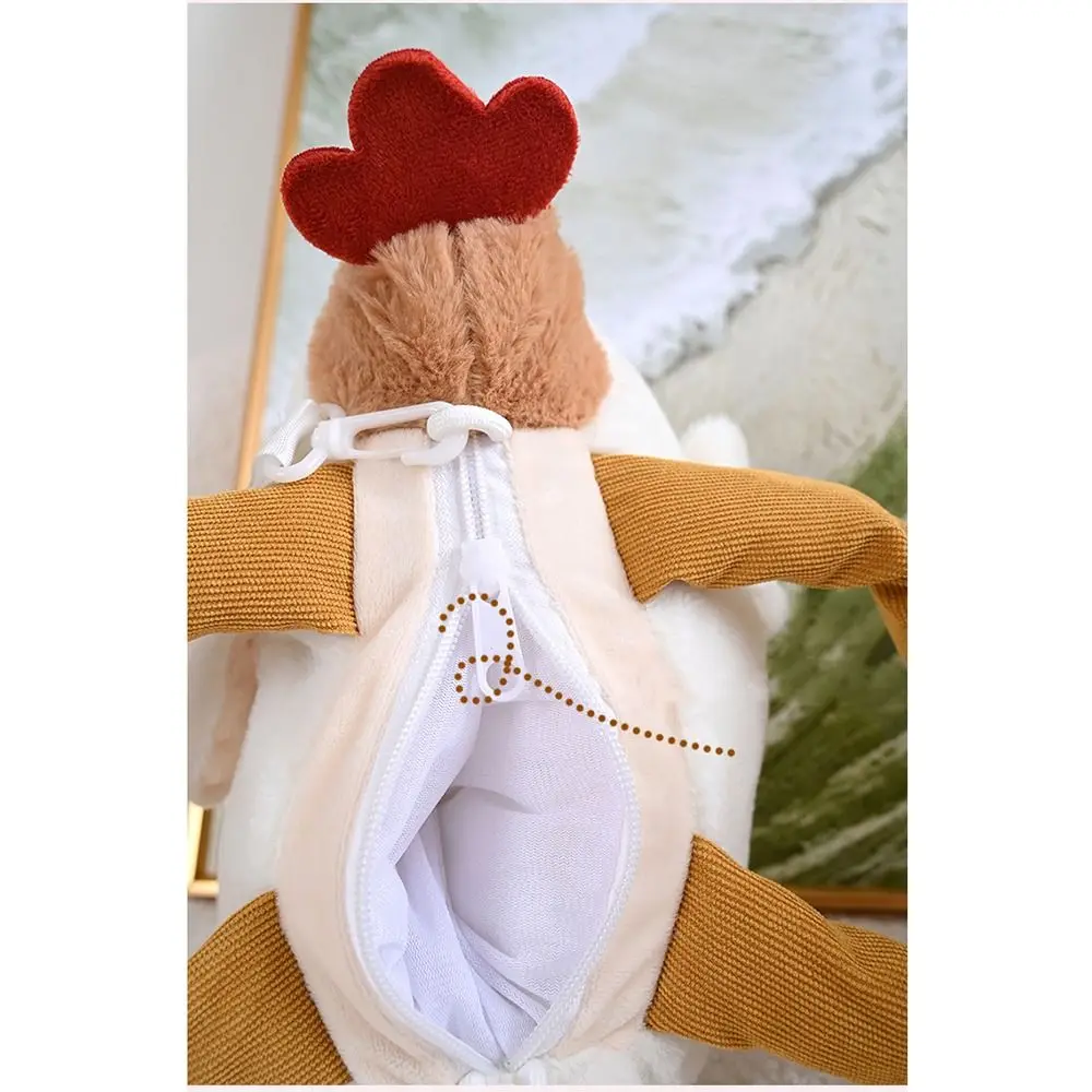 Fluffy Hen Shape ไก่ Plush กระเป๋าสายคล้องไหล่ปรับได้ซิปกระเป๋าสะพายข้างขนาดใหญ่ความจุ