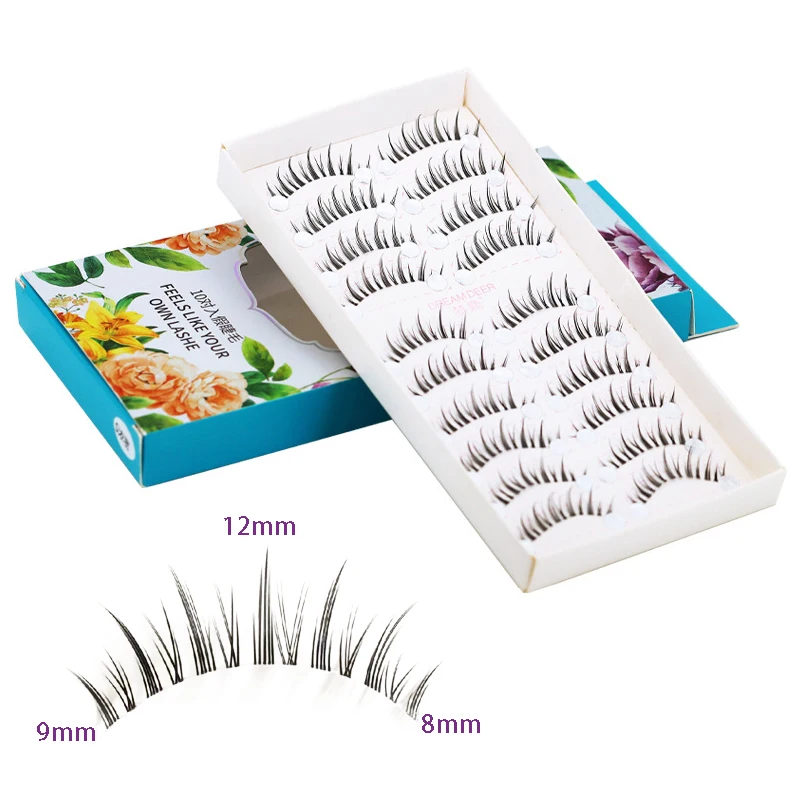 10 Pairs of Little Devil Manga  False Eyelashes Thin Transparent Stems Soft Natural A-type Fairy Eyelashes Makeup Cute