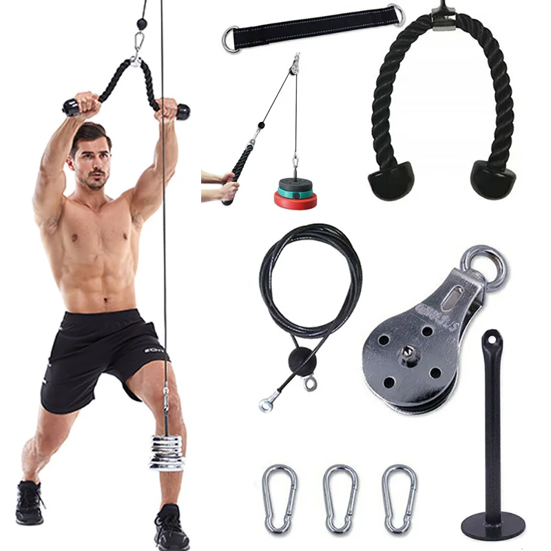 1 Set Heavy Fitness Duty Arm Biceps Triceps Rope Strap Weight Lifting Bodybuilding Strength Training Pulldown Cable Attachment