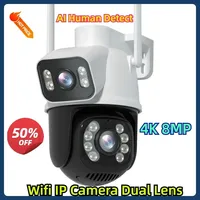 AI Human Detect ONVIF Wireless Surveillance CCTV Cameras Security Protection 4K 8MP PTZ Wifi IP Camera Dual Lens