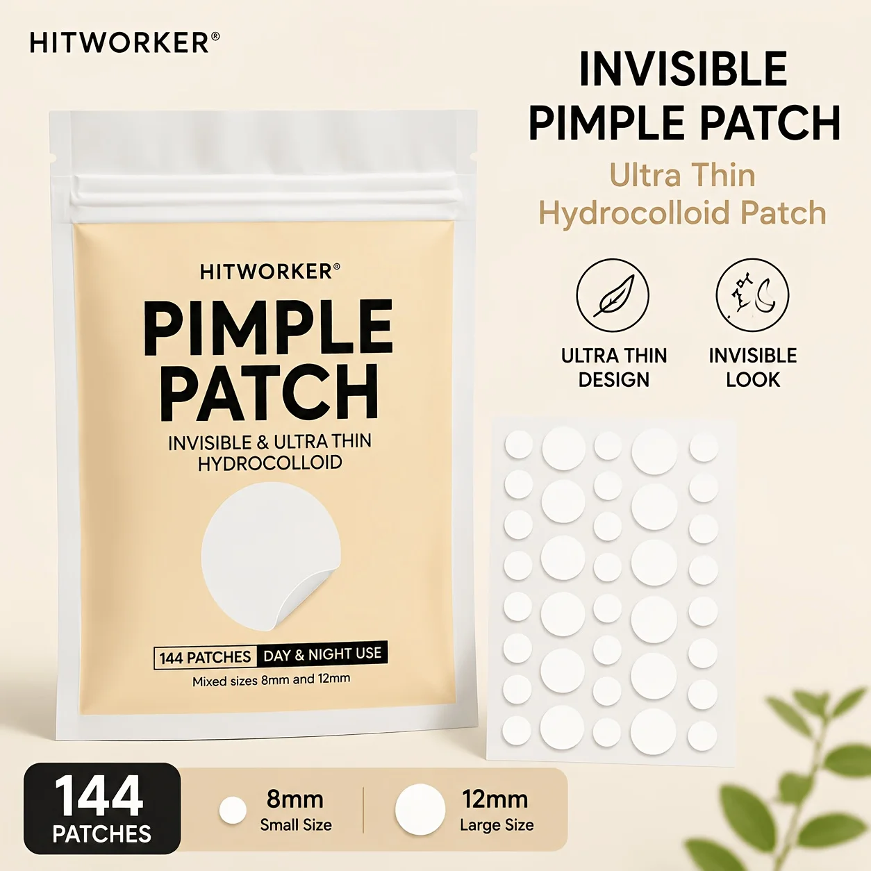 144Pcs High Quality Colloidal Acne Patch - Alcohol-Free, Non-Irritating, High Quality Salicylic Acid and Tea Tree Oil Patch