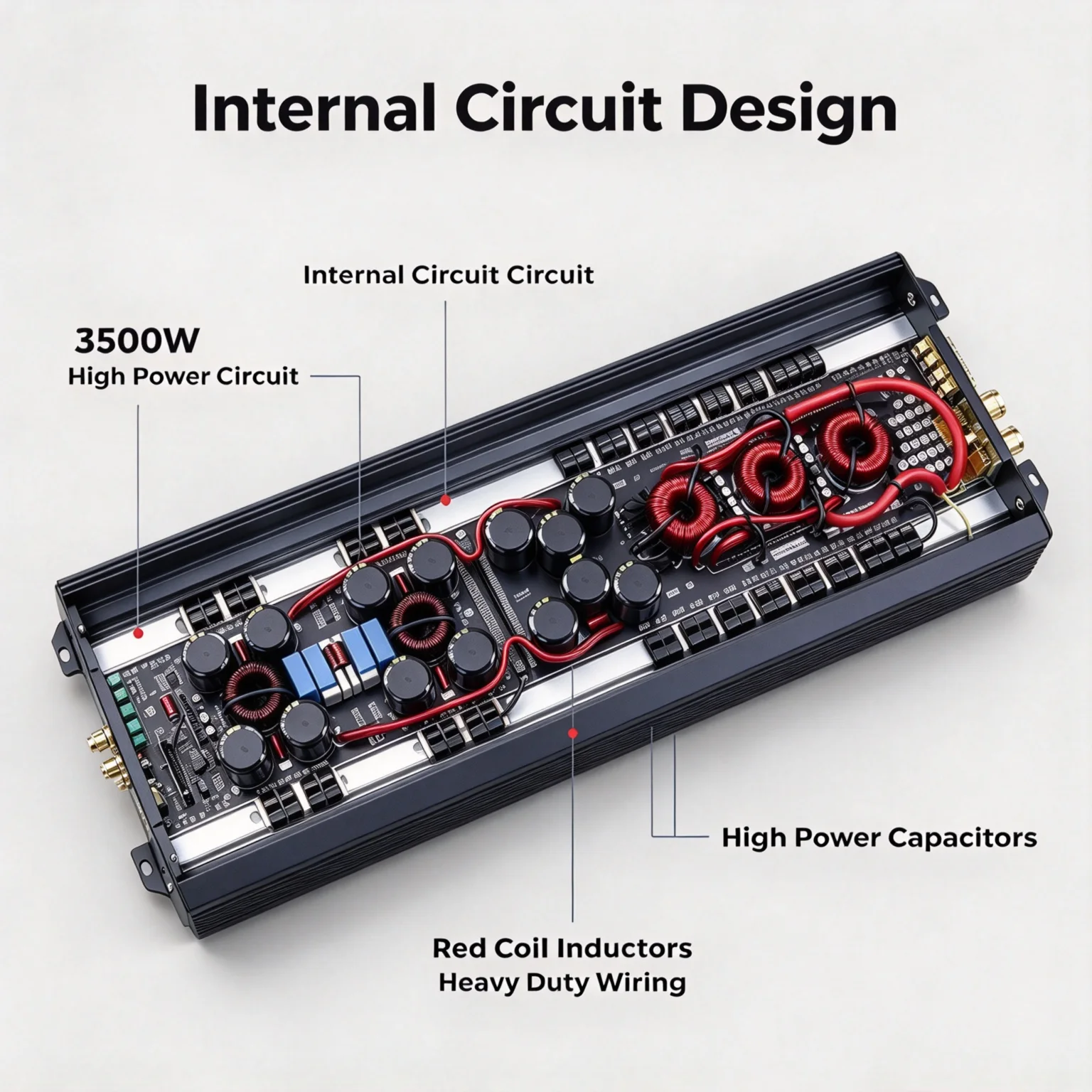 3500W 1 Ohm Class D Mono Automotive Amplifier with Built-in DSP, SNR up to 75dB