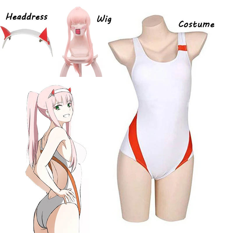 

Anime DARLING in the FRANXX Zero Two Cosplay Costume School Girls Sexy Swimsuit Uniform