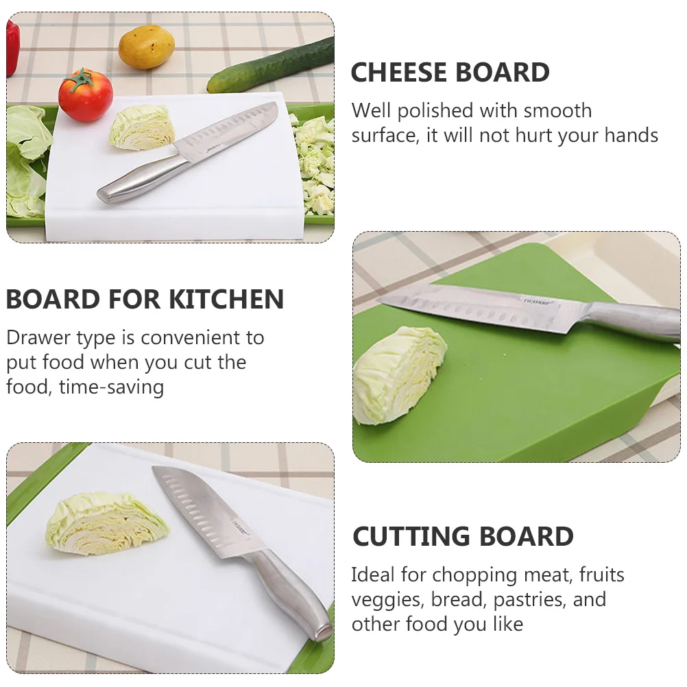 

Double Layer Cutting Board Plastic PP Food Container Mat Kitchen Tool Smooth Ideal for Chopping Meat Fruits Veggies
