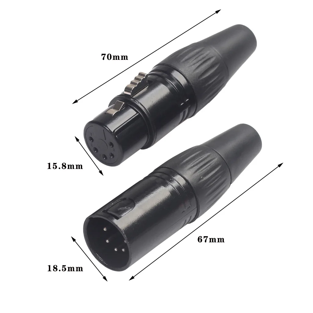 Zinc alloy shell black male female 5pin Canon plug 5pin XLR XLR DIY plug copper pin silver plated