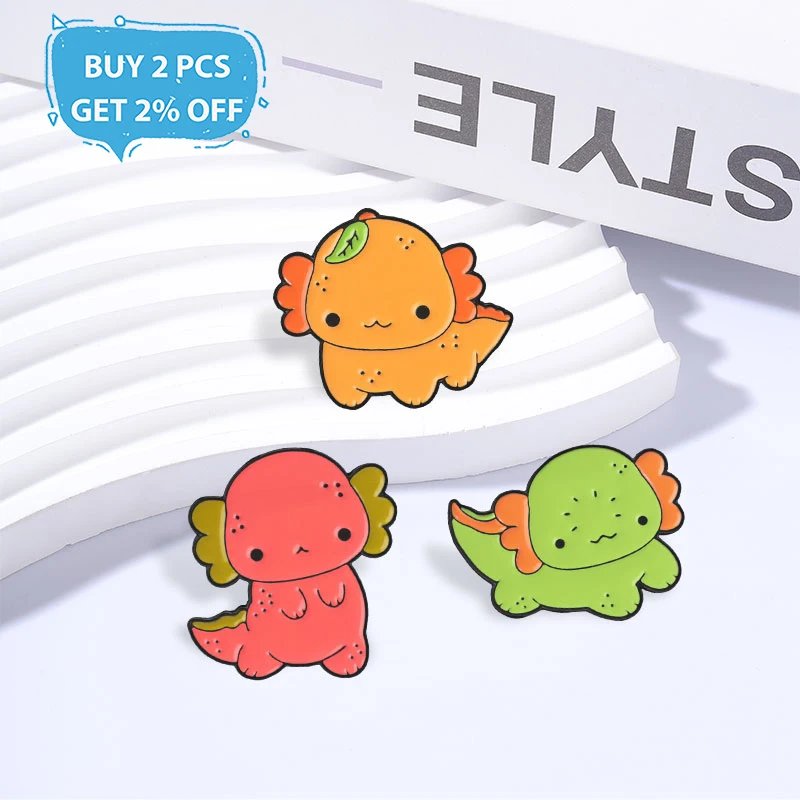 Cute Colorful Dinosaur Badge Cartoon Salamander Enamel Pins Fashion Lapel Metal Brooch Backpack Clothes Jewelry Gift for Friends