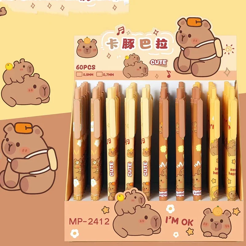 4pcs Capybara Stationery plastic Pencil Cartoon Automatic Pencil Animal Press The Pencil children's day gifts