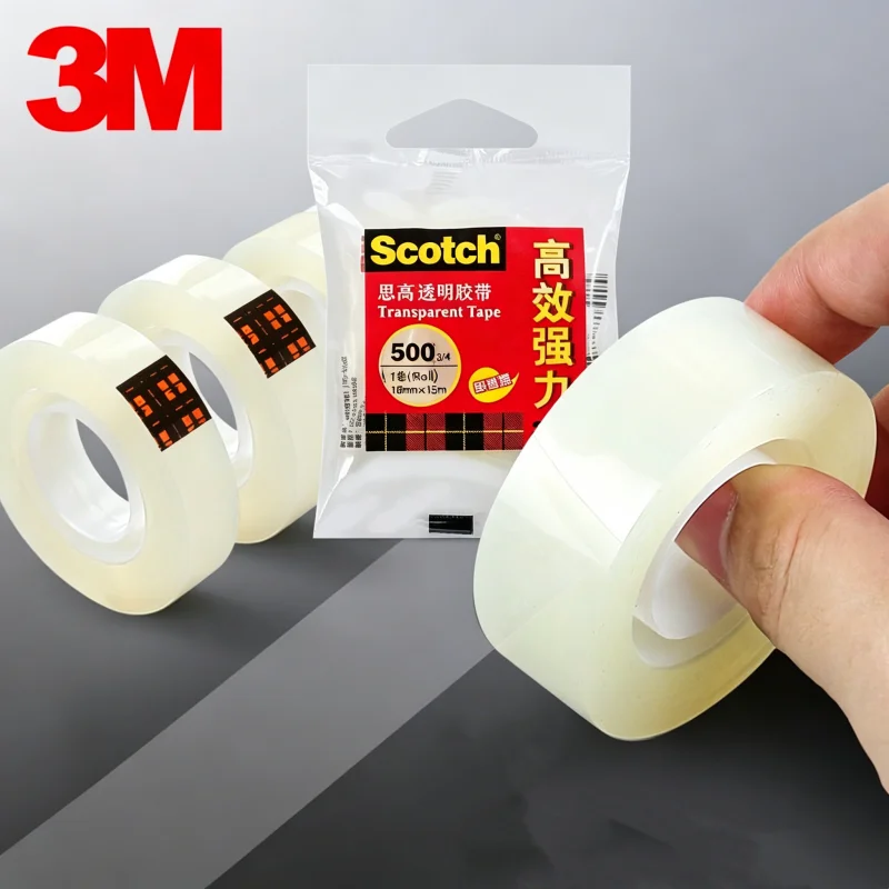 3M Scotch 500 Transparent Adhesive Tape High-efficiency Strong Stationery Tape 12mm 18mm High Adhesion Glass, Office Tape Rolls