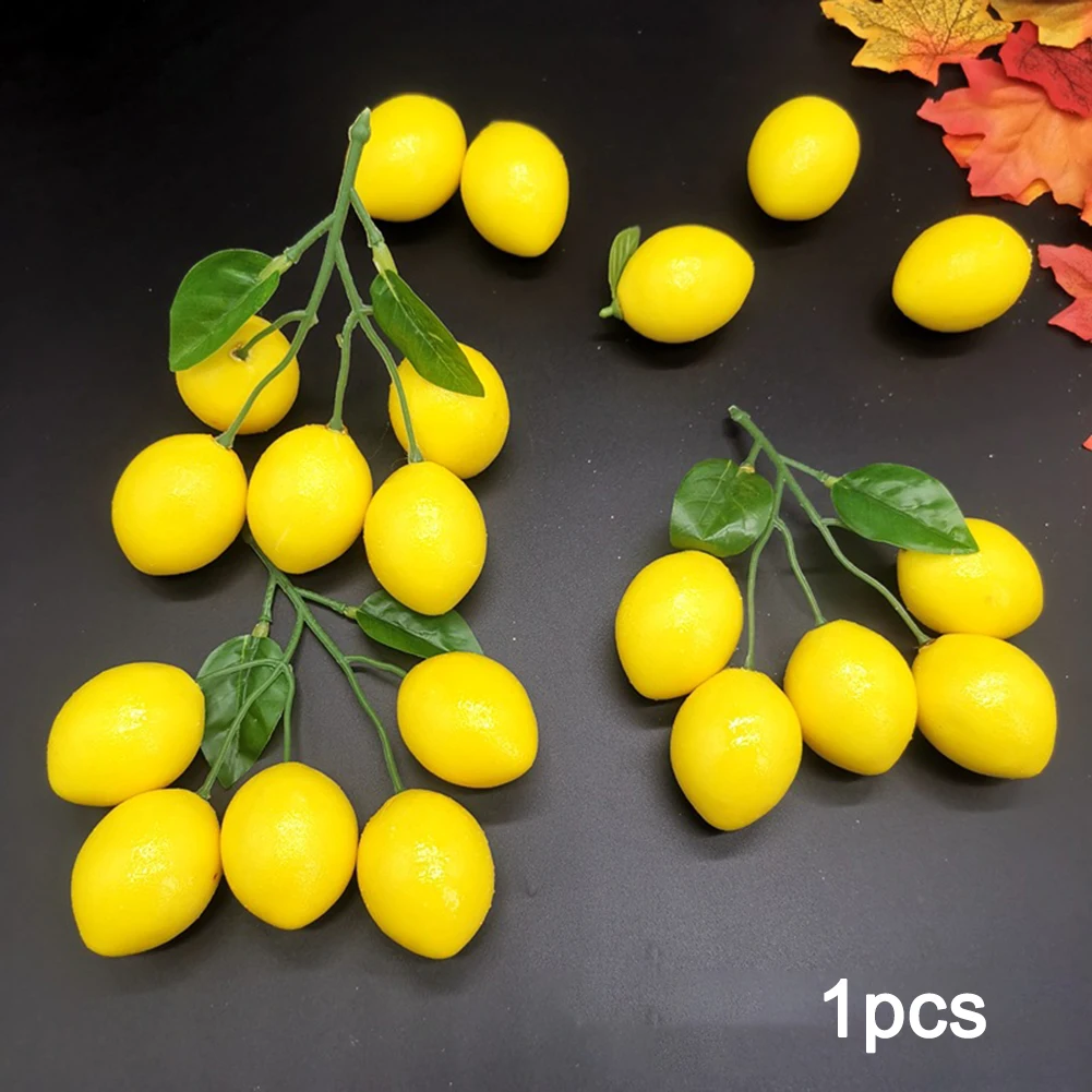 Realistic Artificial Lemon Fruit 9cm Foam Fake Imitation String For Kitchen Home Restaurant Table Display Decoration Props
