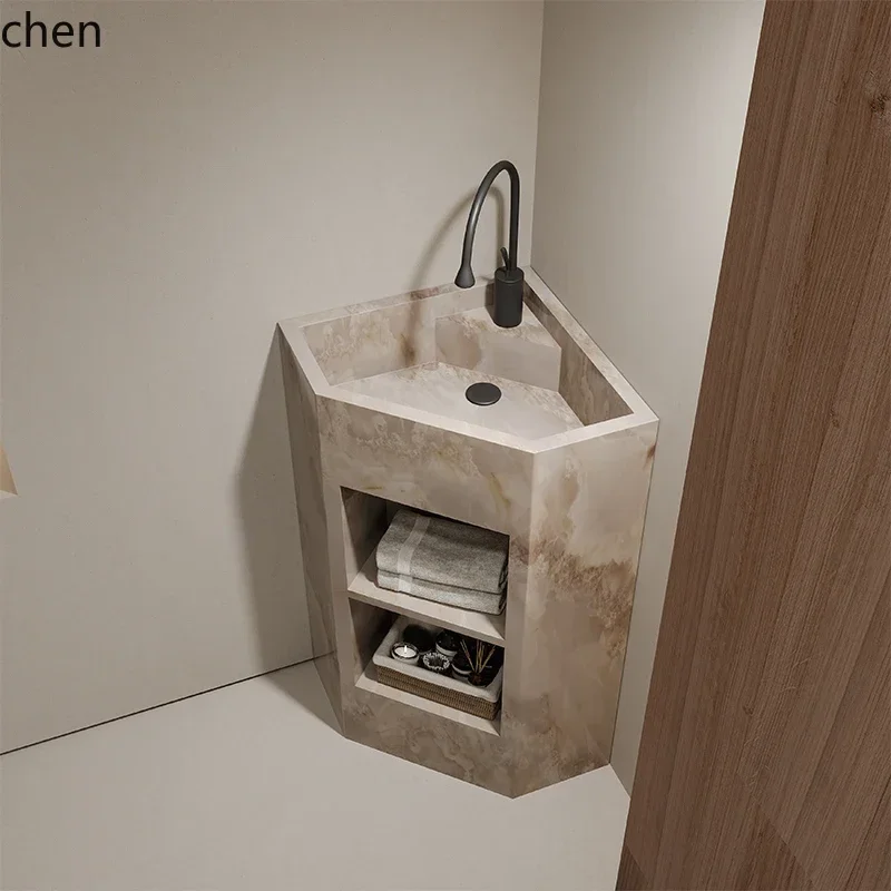 DSA  Hotel Villa Rock Slab Triangle Pedestal  Outdoor Courtyard Wash Basin Integrated Floor-standing Wash Basin Hand