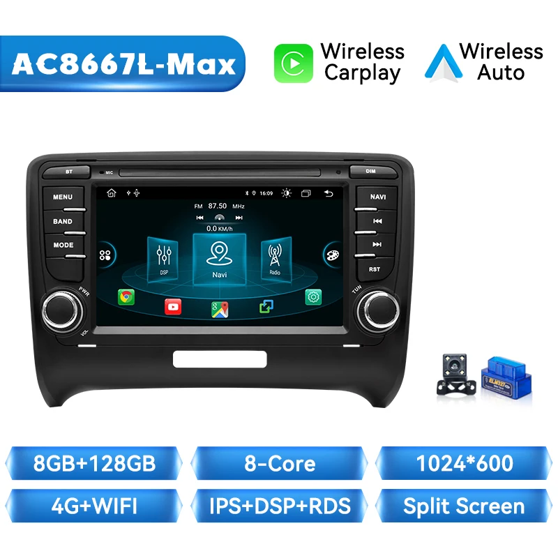 Draadloze Carplay Autoradio Speler Voor AUDI TT MK2 8J 2006 2007 2008 2009 2010 2011 2012 navigatie Bose DSP 4G Wifi Multimedia