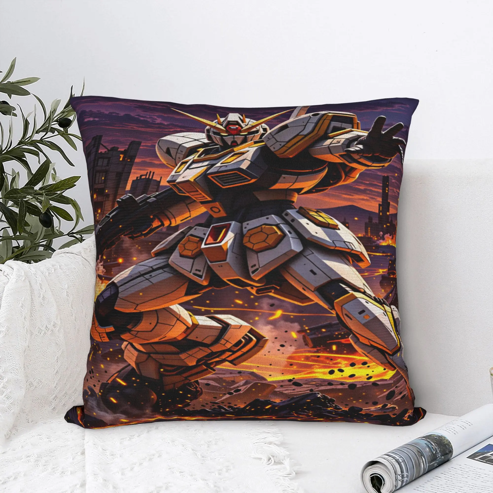 Pillow Cover Mobile Suit Gundam  Fashion Pillow Case For Sofa Couch Bed Living Room Pillowcases