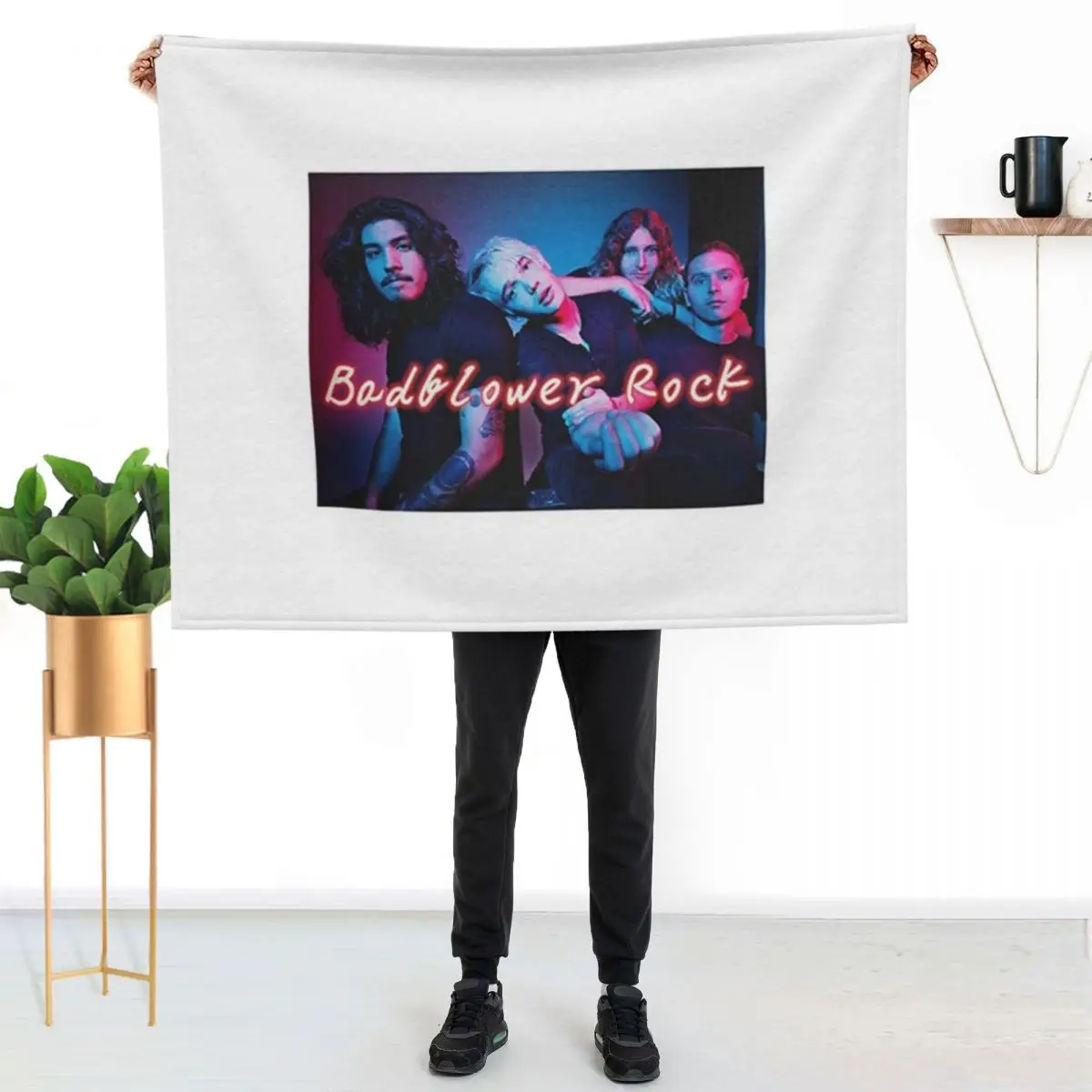 EUBCS Men Badflower Rock Band Ultra Soft Printing with Short Shirt Throw Blanket Quilt Soft Big Hairys Blankets